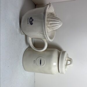 Rae Dunn White Juice Squeezer and Roll Jar Set